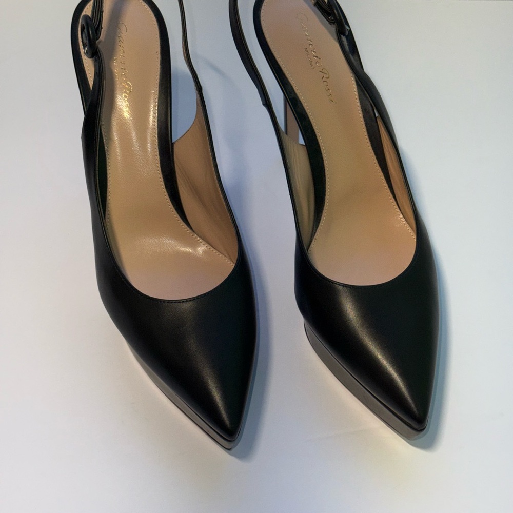 NWOT Gianvito Rossi Black Leather Dasha Platform Slingback Heels 41 - Picture 2 of 10